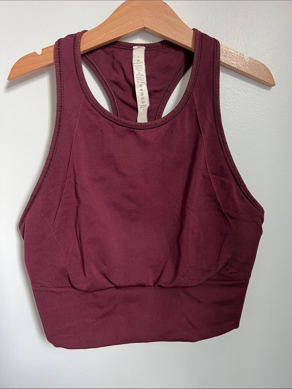 lululemon athletica | Plum Racerback Sports Bra Workout Gym Athleisure Size 6